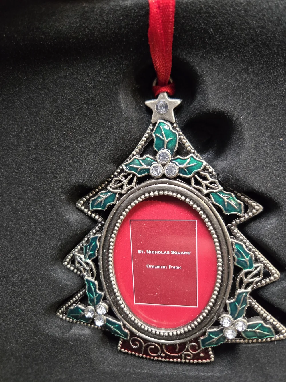 St. Nicholas Square Red Green Silver Holiday Ornament Frame Trio